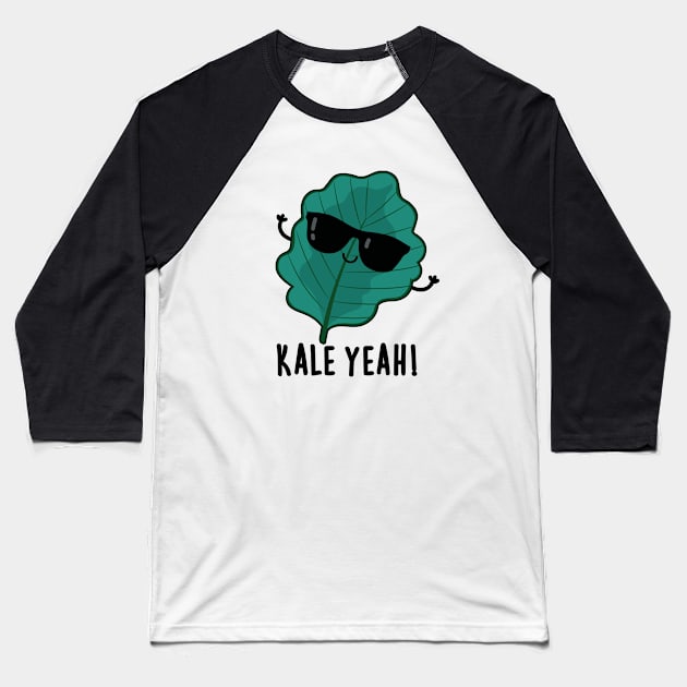 Kale Yeah Cute Veggie PUn Baseball T-Shirt by punnybone